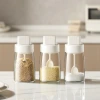 L40-LSCF57 Kitchen salt jar, moisture-proof and dust-proof seasoning bottle, sea salt and pepper powder telescopic seasoning jar, spoon and lid integrated details Picture